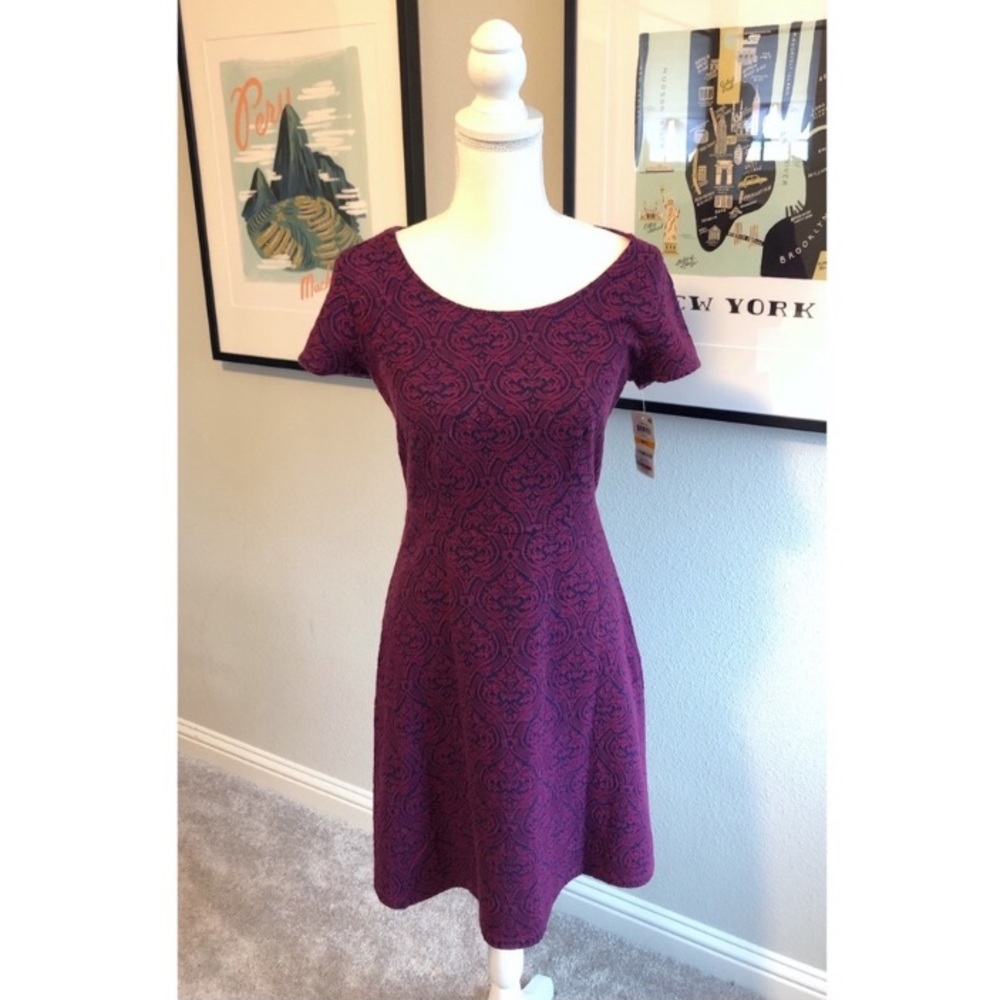 Maroon and Navy Cap Sleeve Dress